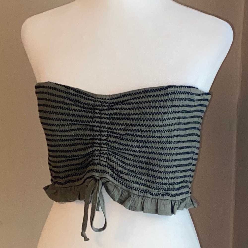 NWOT AE Striped Ruched Tube Top M